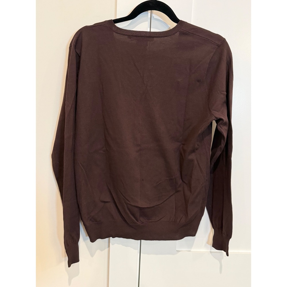 Ralph Lauren V-Neck Sweater Women XL Brown Excellent Pima Cotton Preppy Vintage - Picture 7 of 11
